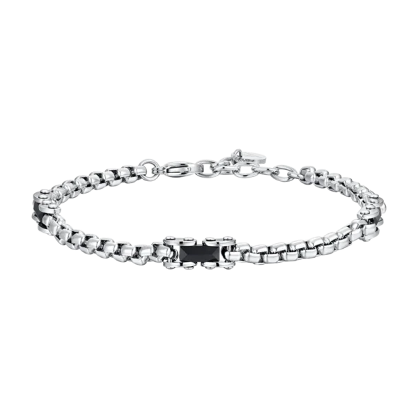 Luca Barra Bracciale catena con elementi a ceramica nera