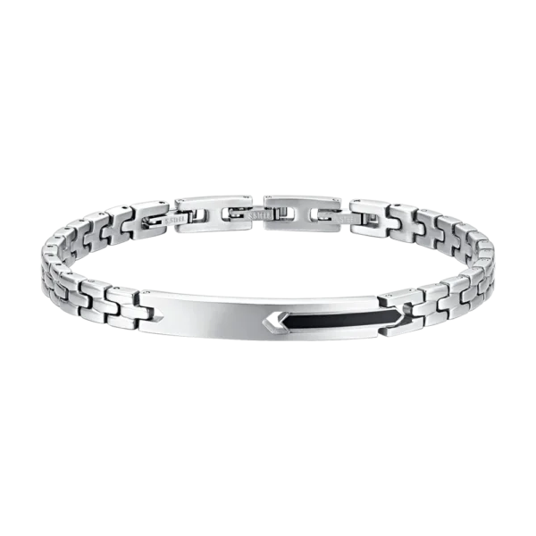 Luca Barra Bracciale catena con elemento ip nero