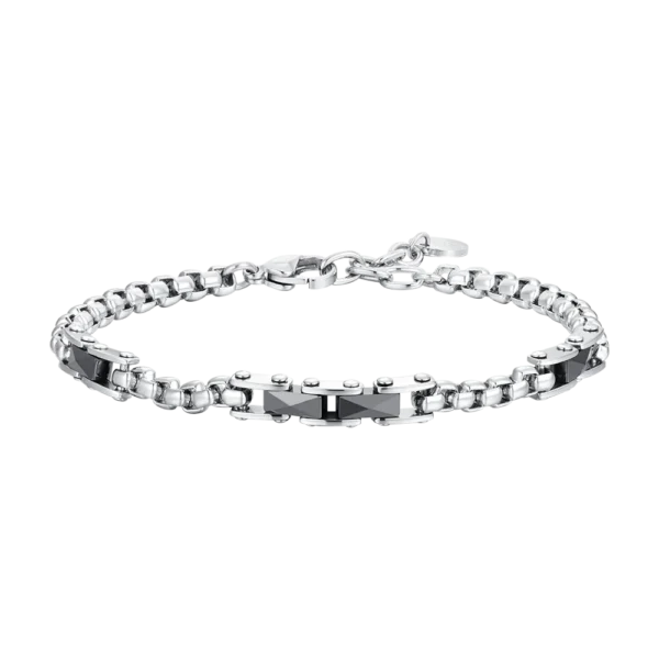 Luca Barra Bracciale catena con elementi in ceramica nera