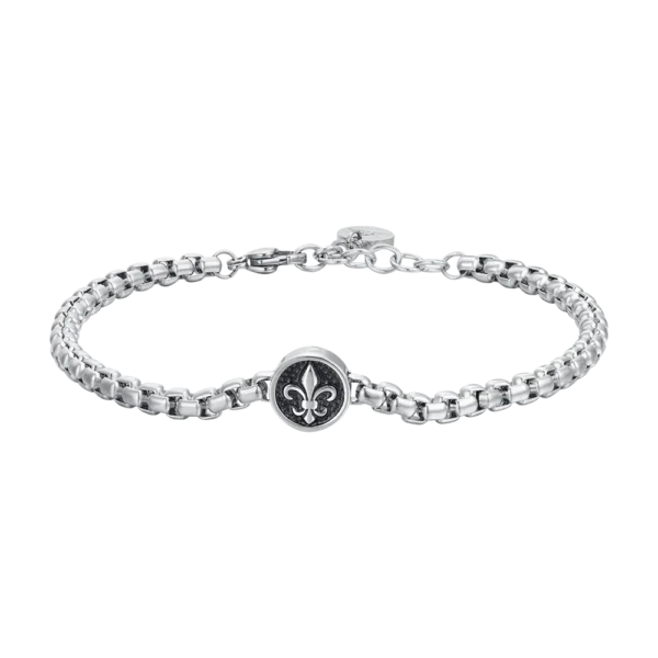 Luca Barra Bracciale catena con giglio e smalto nero