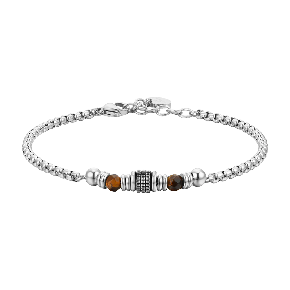 Luca Barra Bracciali catena con pietre occhioditigre