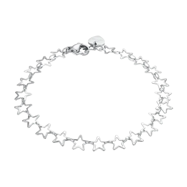 Luca Barra Bracciale catena con stelle in acciaio