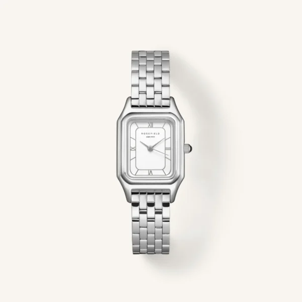 Rosefield Orologio ottagonale a quadrante bianco e cinturino in acciaio