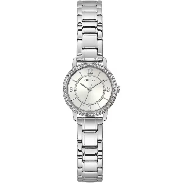 GUESS Orologio acciaio al quarzo Melodi quadrante tondo con cristalli bianchi