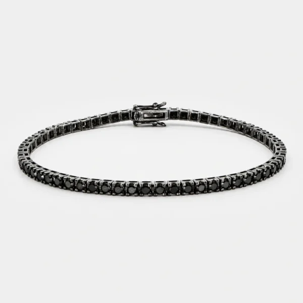 GDG Jewels bracciale tennis in oro bianco brunito con diamanti neri