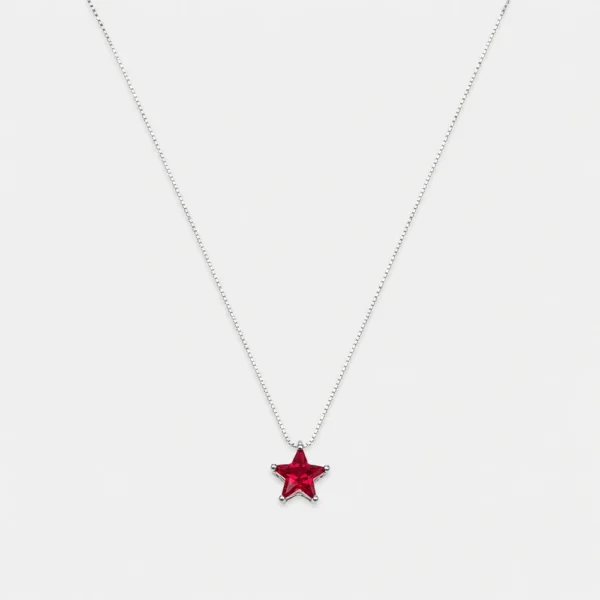 GDG Jewels collana veneziana in argento con stella e zirconi rosso rubino