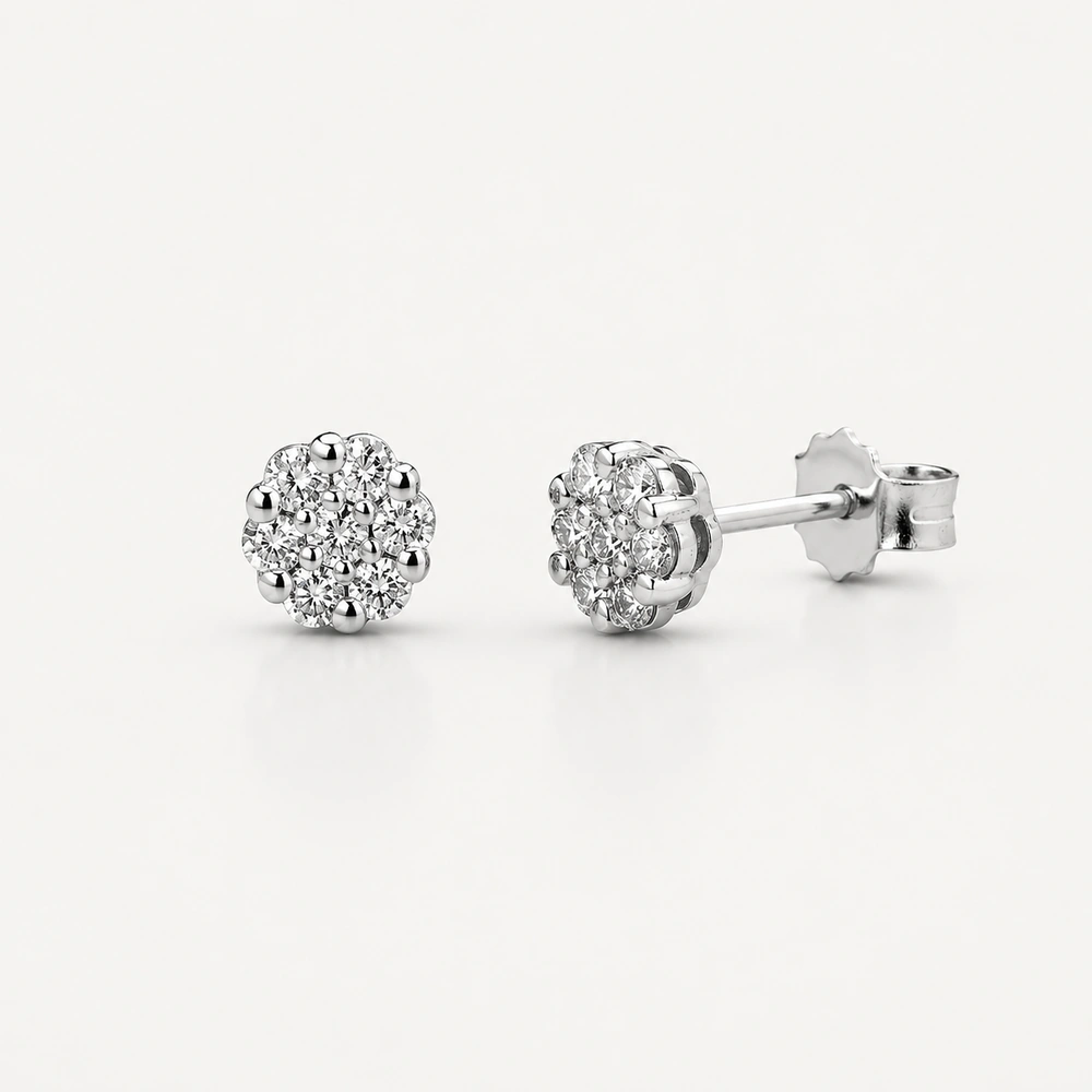 GDG Jewels orecchini Magic punto luce in oro bianco e diamanti bianchi