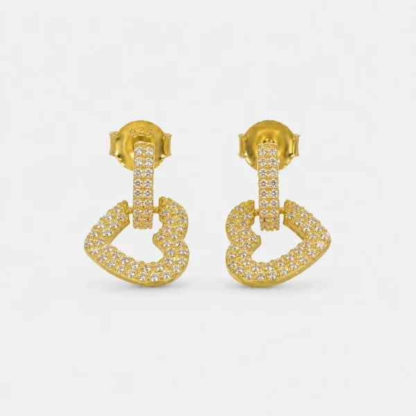 GDG Jewels orecchini a lobo in argento dorato con zirconi bianchi