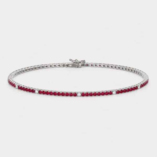 GDG Jewels bracciale tennis in oro bianco con diamanti e rubini