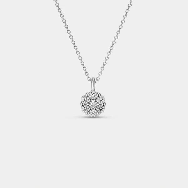 GDG Jewels collana catena in oro bianco con pendente cipollina e diamanti