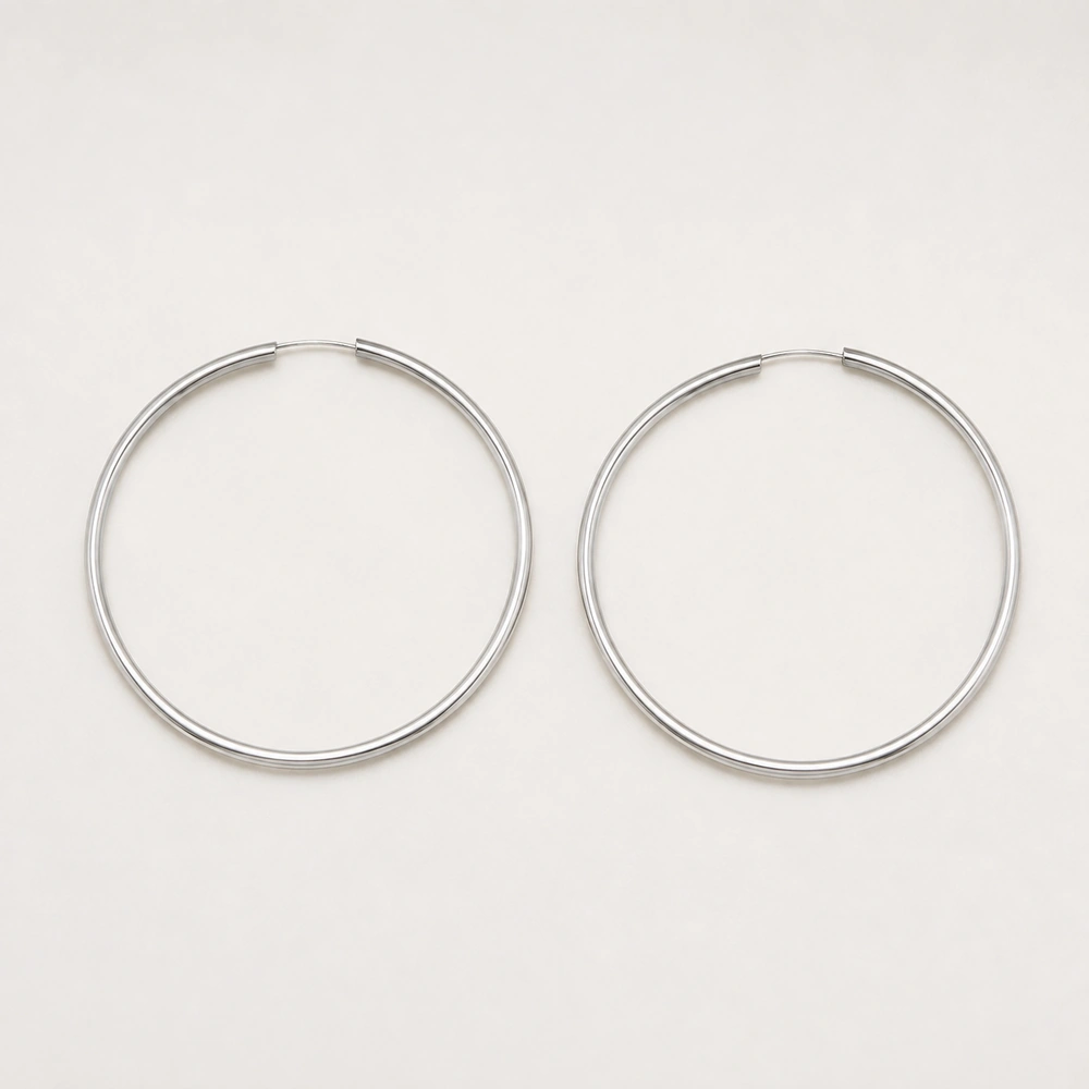 GDG Jewels orecchini a cerchio in oro bianco dal diametro di 3,6 cm