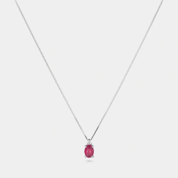 GDG Jewels collana veneziana in oro bianco 750 con diamanti e rubini rossi
