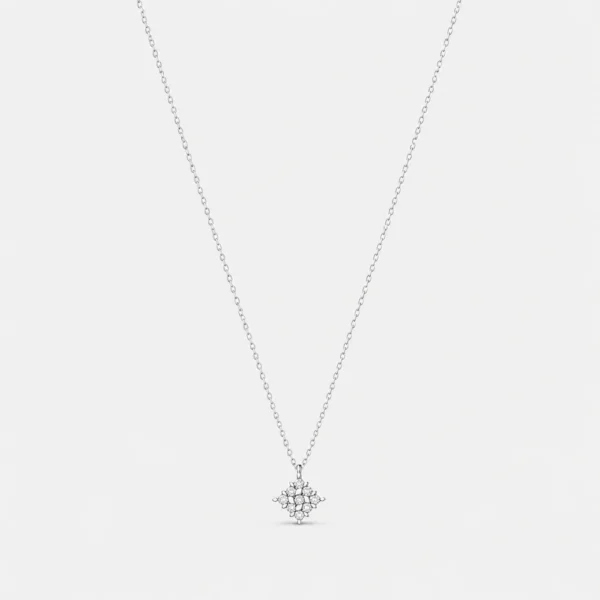 GDG Jewels collana in oro bianco a catena con pendente a rombo e diamanti
