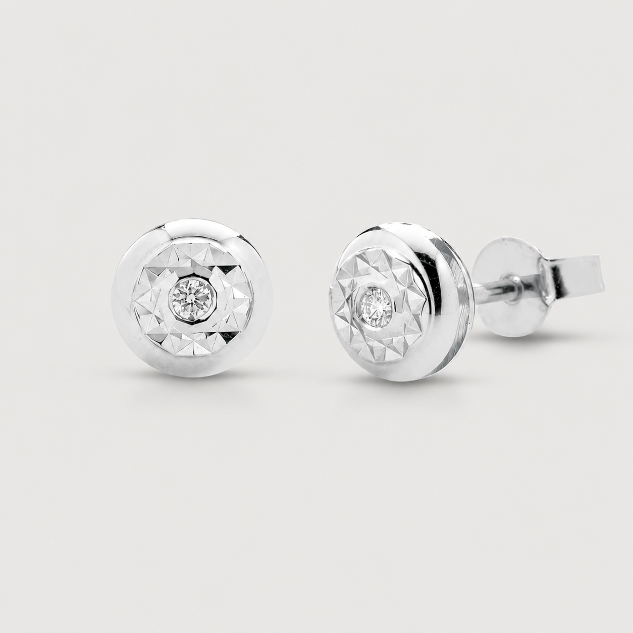 GDG Jewels orecchini punto luce in oro bianco con diamanti bianchi donna