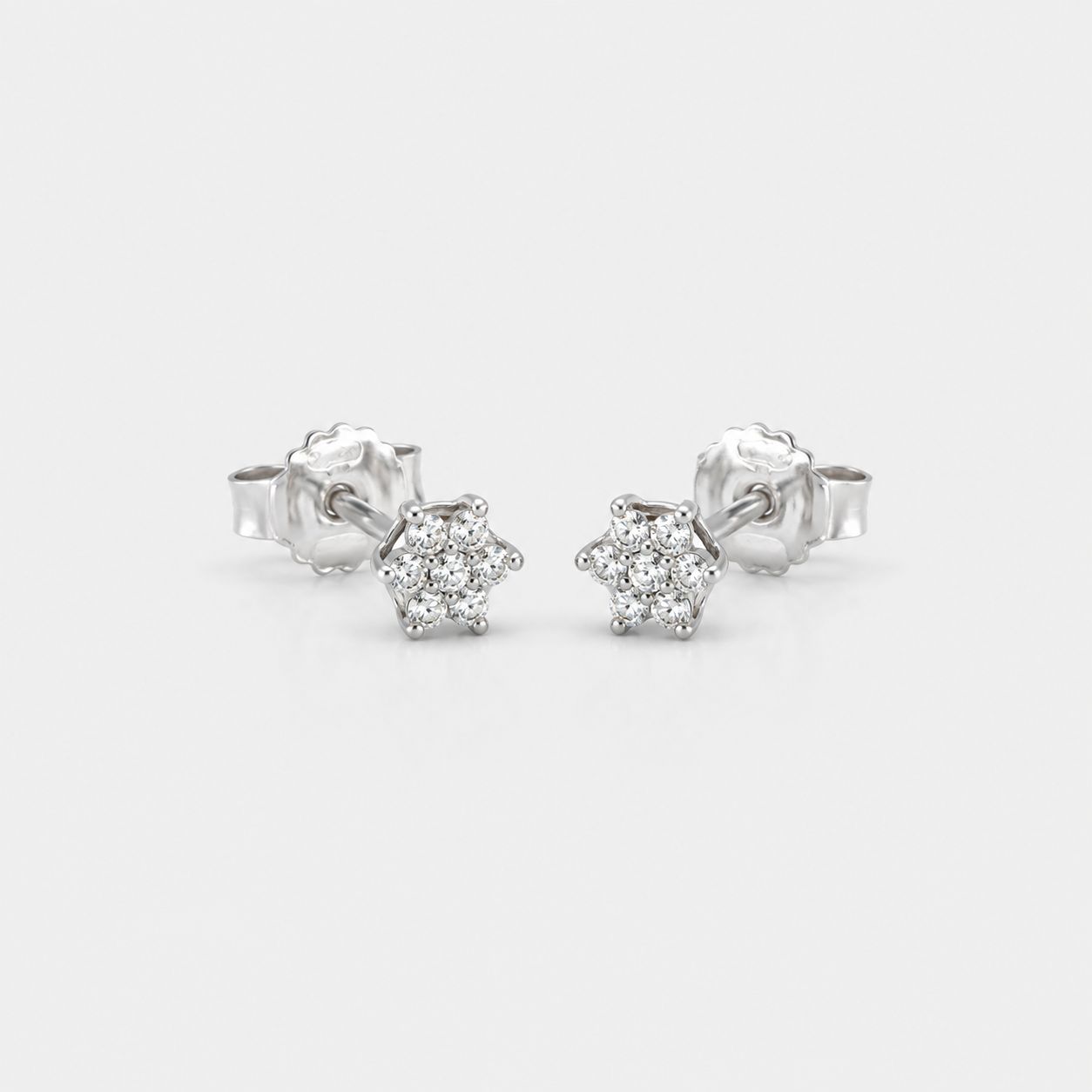 GDG Jewels orecchini a fiore in oro bianco e diamanti bianchi