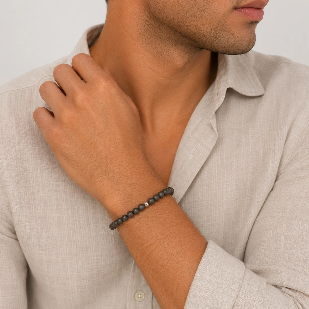 Dalù Bracciale sfere in oro rosa con zirconi neri - Image 2