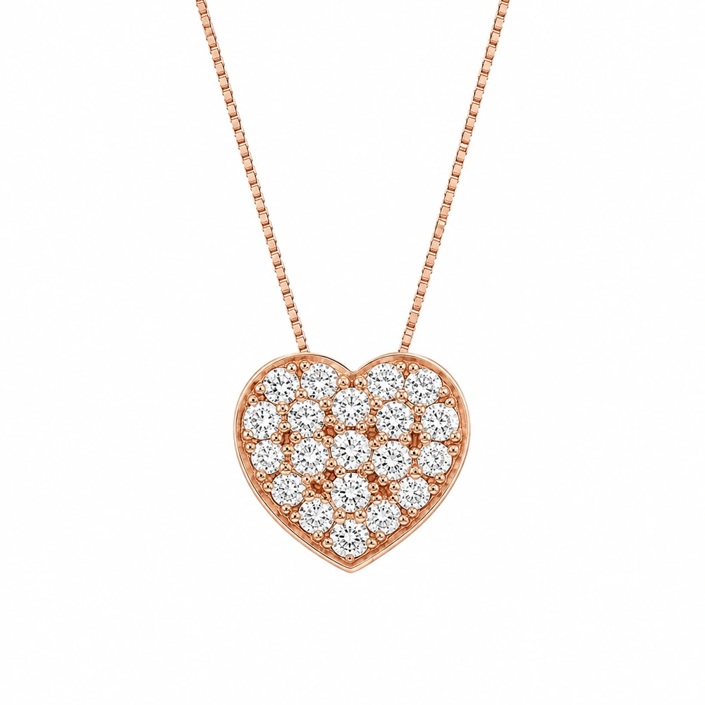 I Gioielli del Sole Collana veneziana con cuore in oro rosa e diamanti