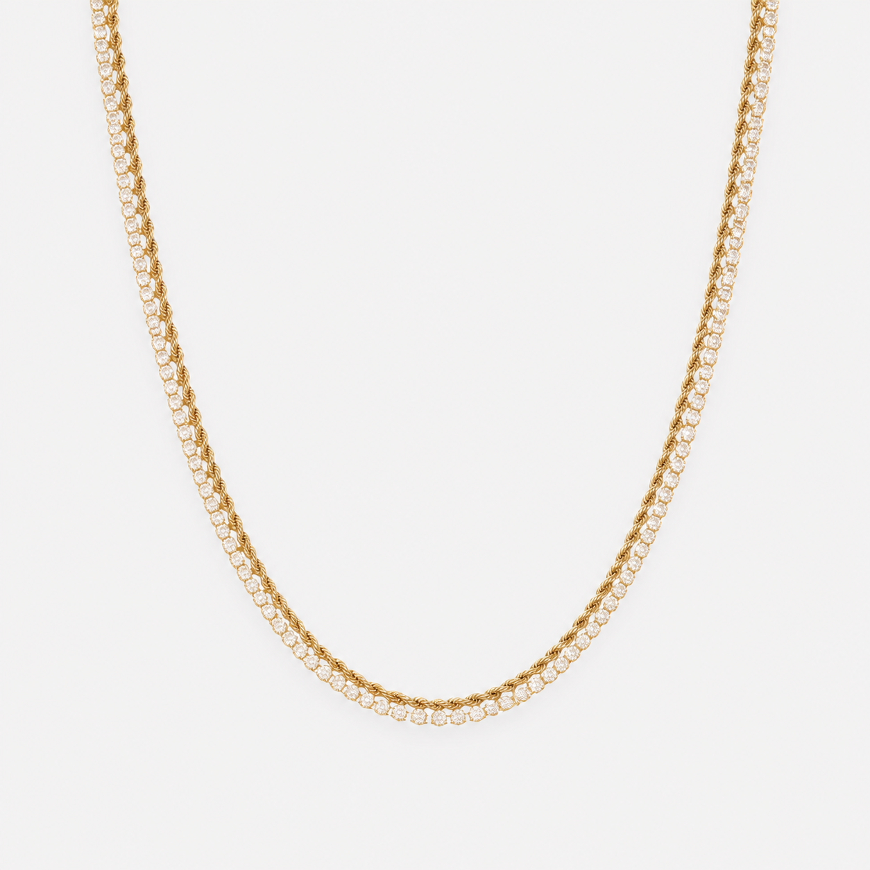 GDG Jewels collana tennis in oro giallo con luce bianca delle pietre