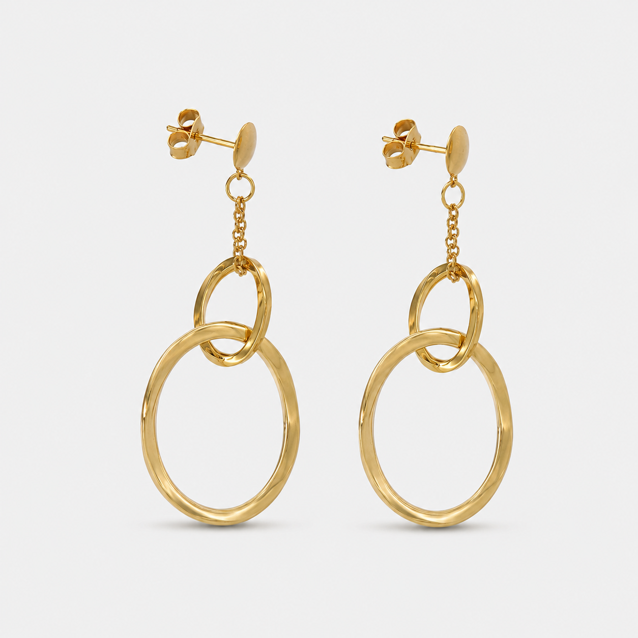 GDG Jewels orecchini pendenti a cerchio due ori da 4,5 cm