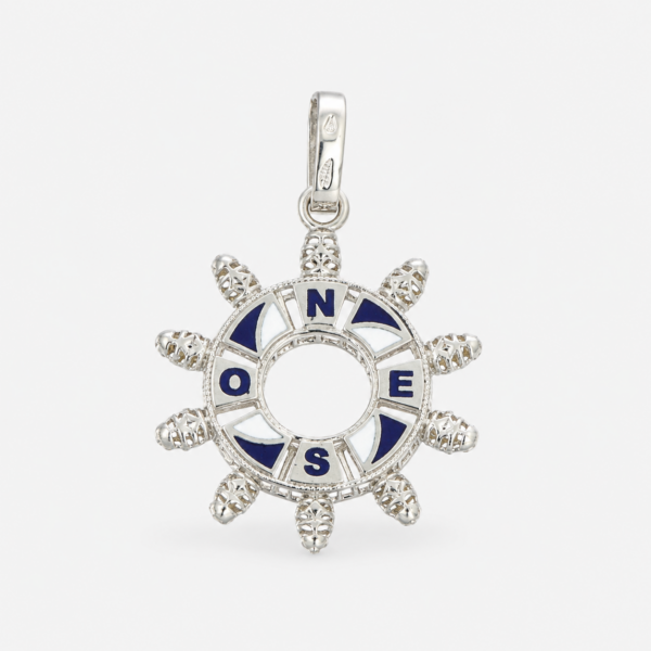 GDG Jewels ciondolo in oro bianco con timone smaltato