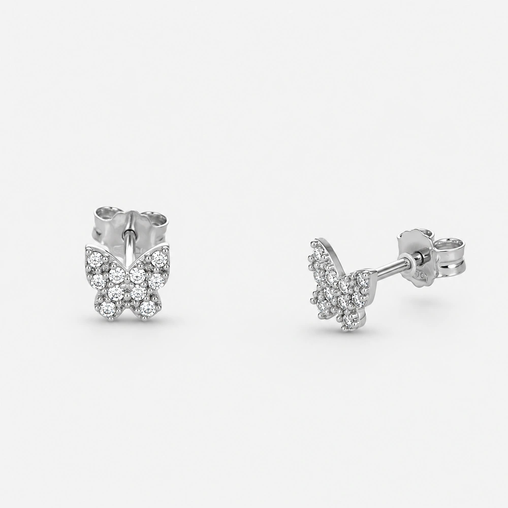 GDG Jewels orecchini farfallina in oro bianco da 0,4 mm