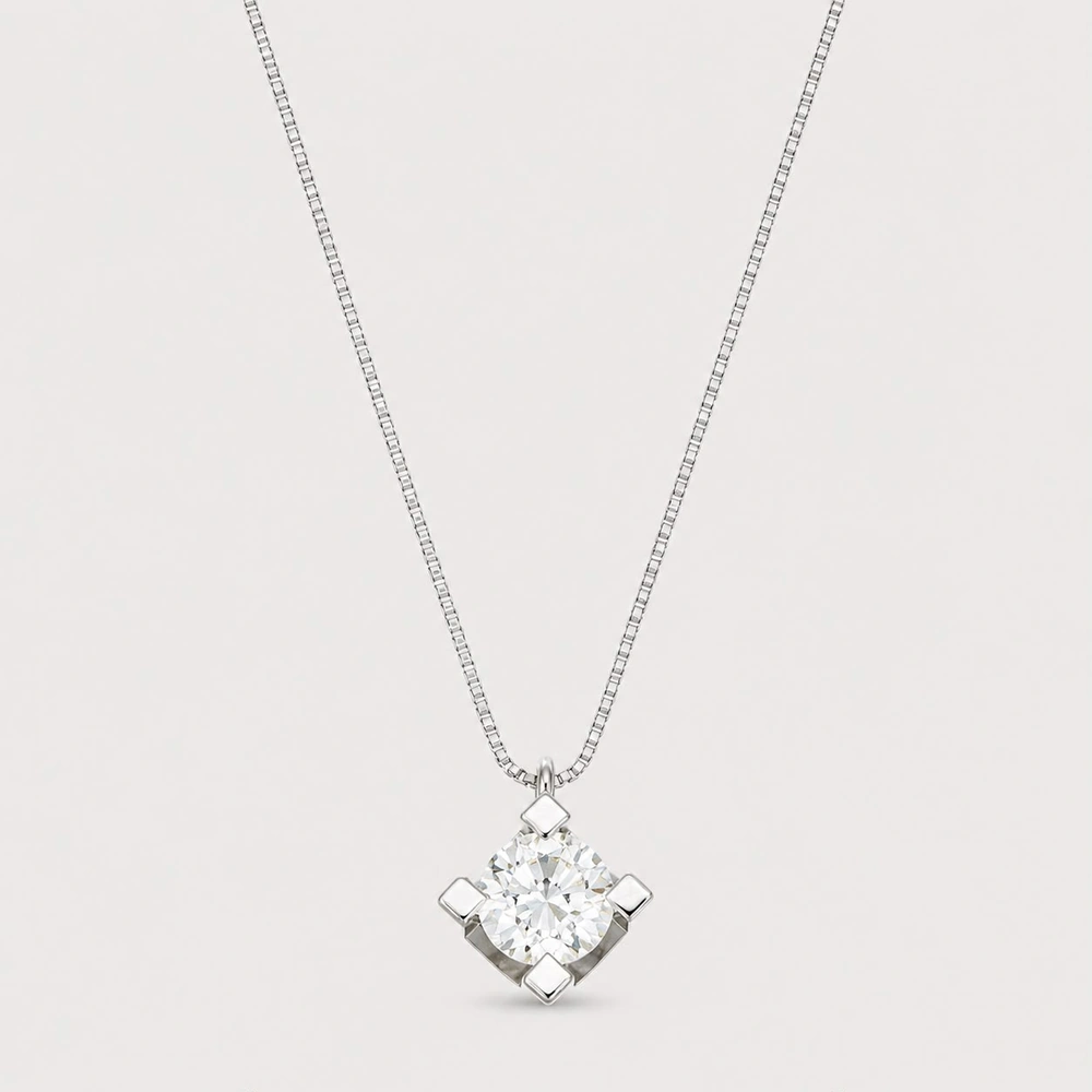 GDG Jewels collana veneziana in oro bianco con pendente punto luce e diamanti