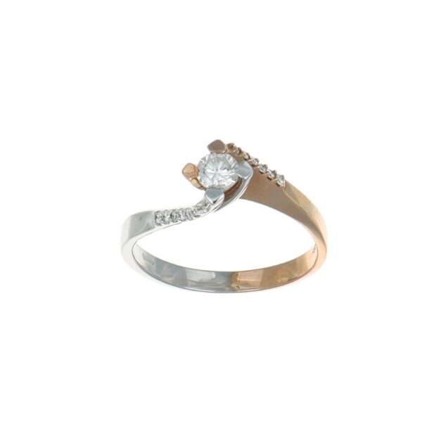 GDG Jewels anello solitario in due ori 750 con diamanti colore G misura 15