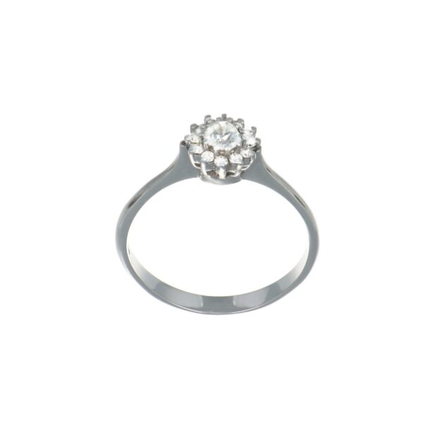 GDG Jewels anello a fiore in oro bianco 750 con diamanti misura 13.5