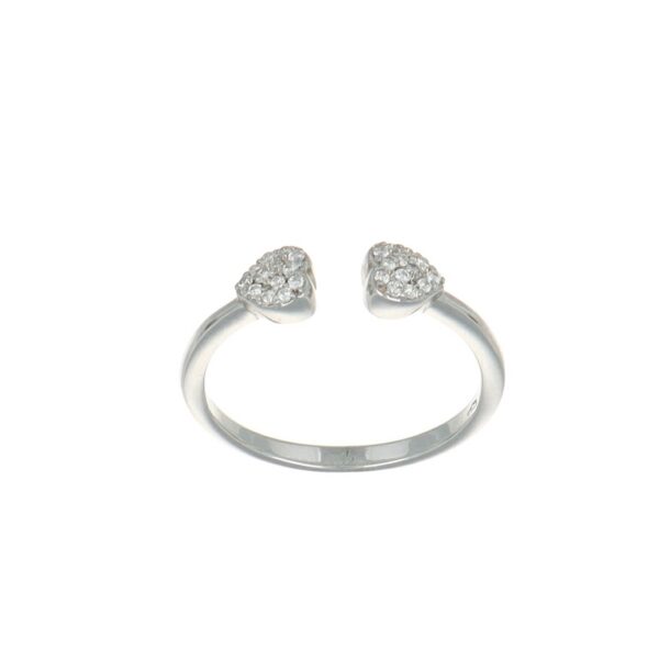 GDG Jewels anello in oro bianco 750 con diamanti colore F e due cuori