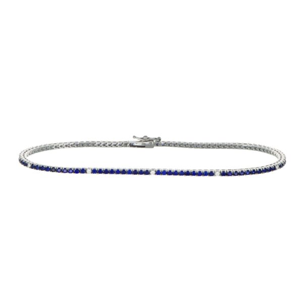 GDG Jewels bracciale tennis in oro bianco 750 con diamanti H e zaffiri