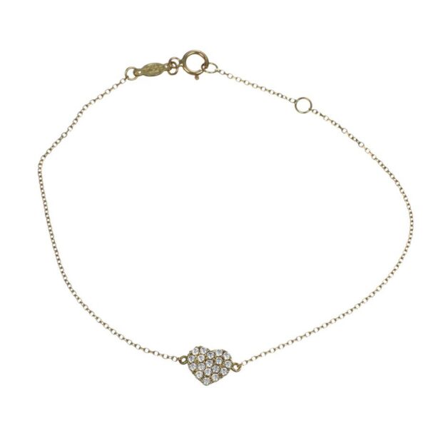 Facco Bracciale catena con cuore in oro giallo e zirconi bianchi