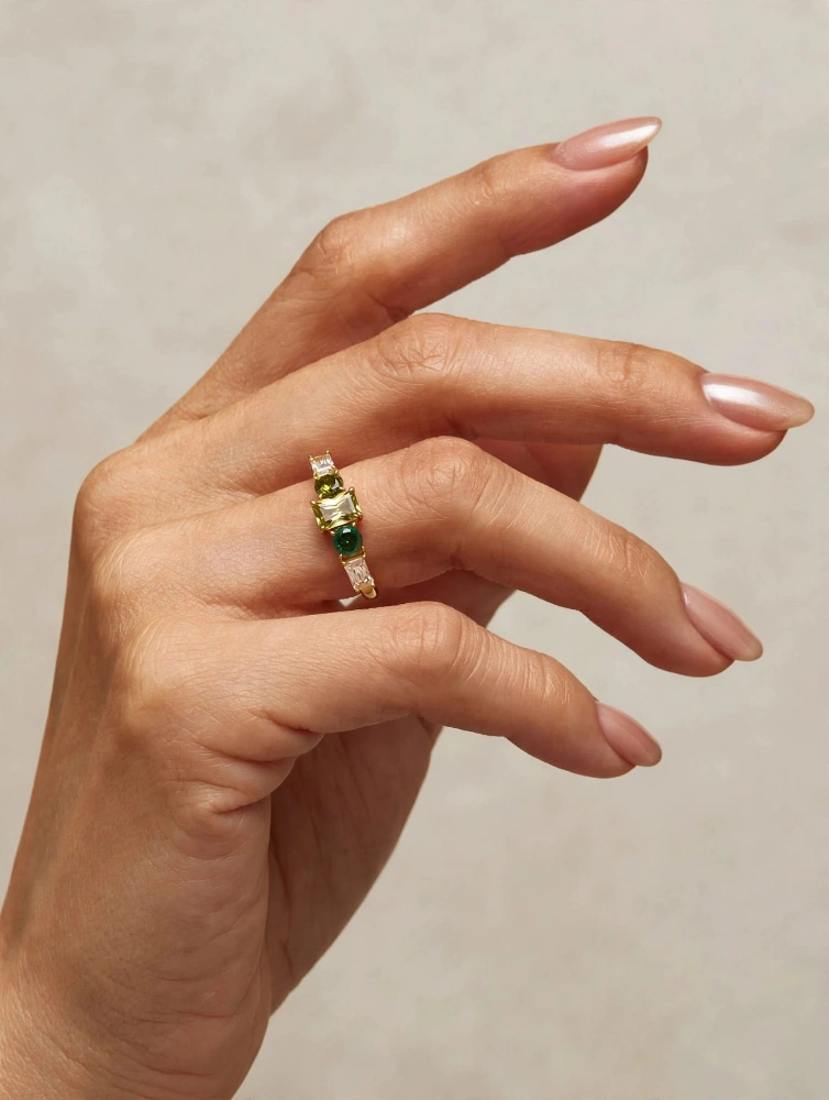 Cuori Milano Anello in argento con zirconi verde smeraldo e bianchi - Image 2