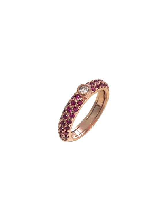 Labrioro Anello in argento con zirconi rossi