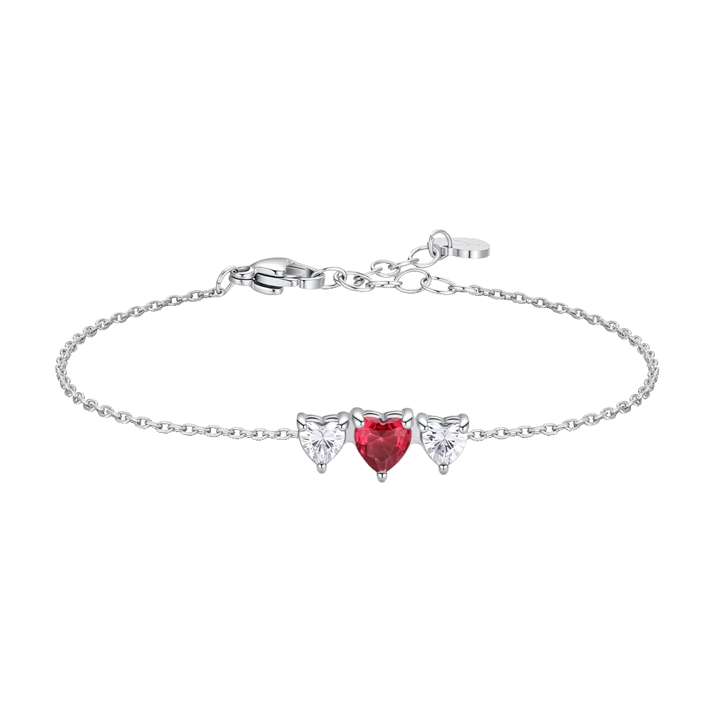Luca Barra Bracciale catena con cuori e zirconi bianchi e rossi