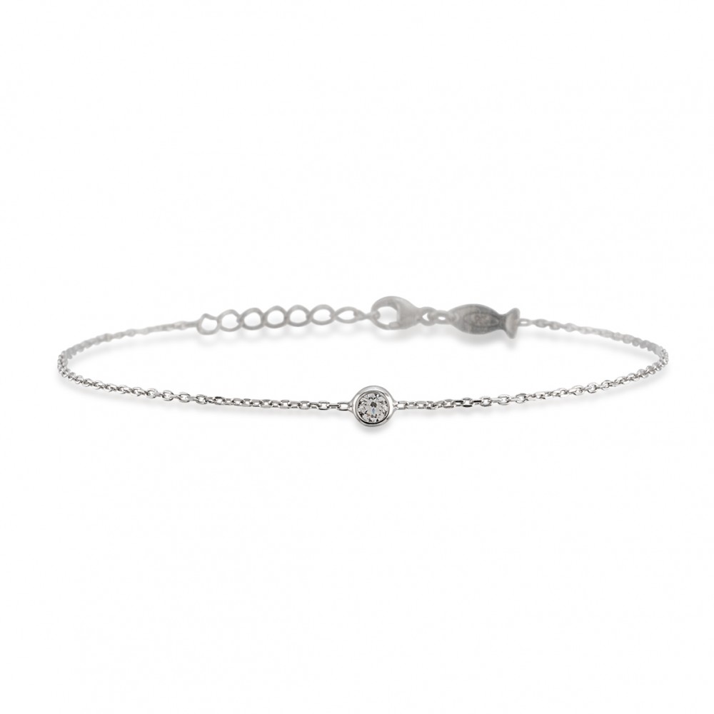 Kurshuni Bracciale catena punto luce in argento con zirconi bianchi
