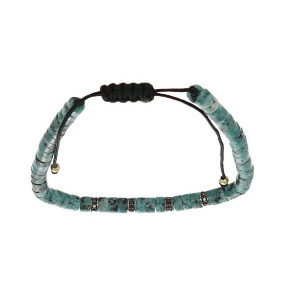 Dalù Bracciale a pallini in oro bianco con diamanti ct 0.16 ed ematite celesti