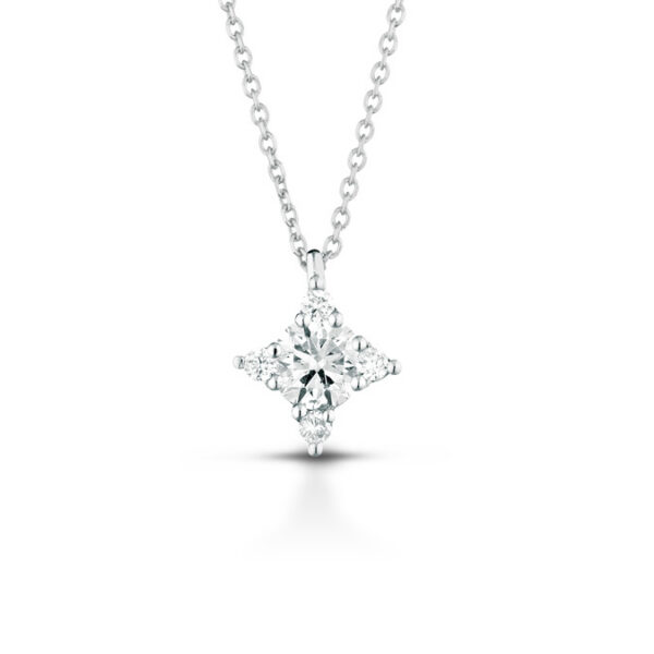 GDG Jewels collana catena in oro bianco 750 con pendente punto luce e diamanti
