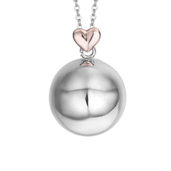 Luca Barra Collana chiama angeli a sfera con cuore rosé