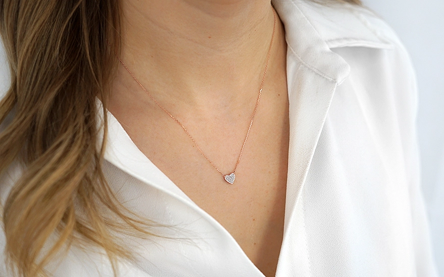 I Gioielli del Sole Collana veneziana con cuore in oro rosa e diamanti - Image 2