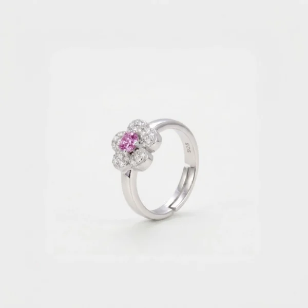 GDG jewels anello a fiore in argento con zirconi rosa