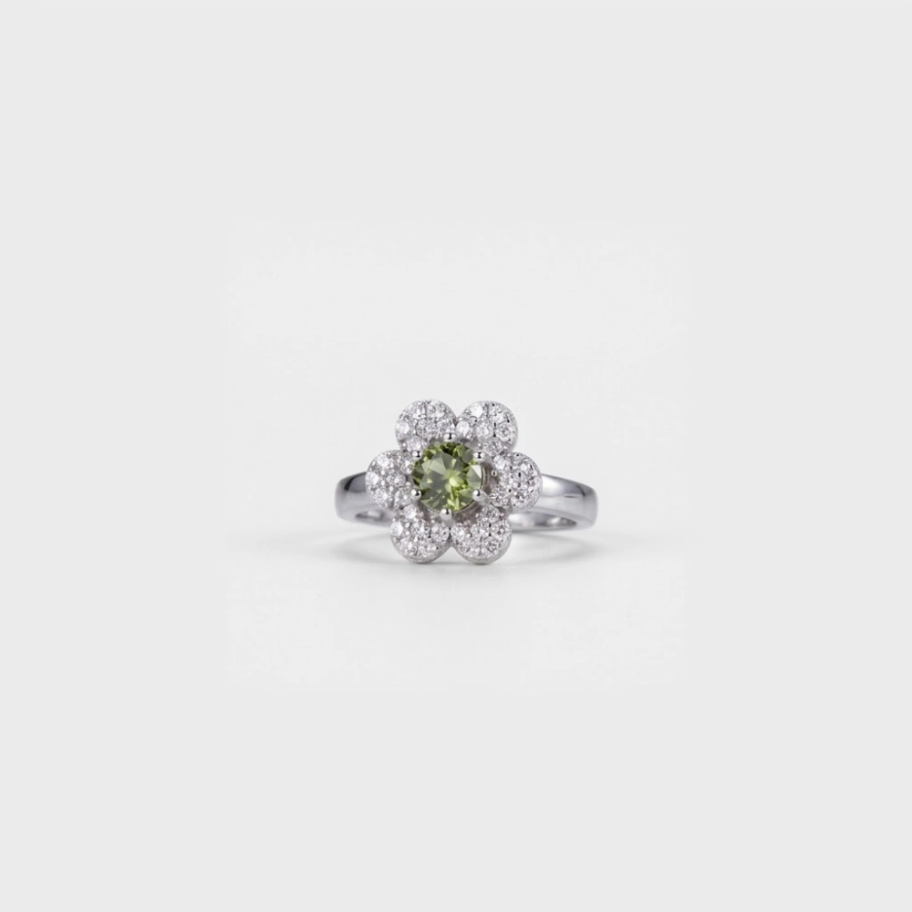 GDG jewels anello fiore in argento con zirconi verdi - Image 3