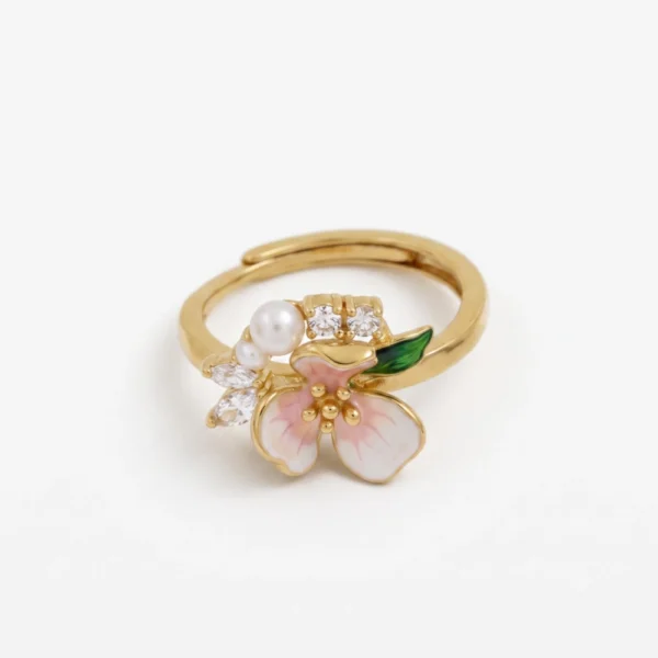 Cuori Milano Anello con fiori in argento e zirconi bianchi