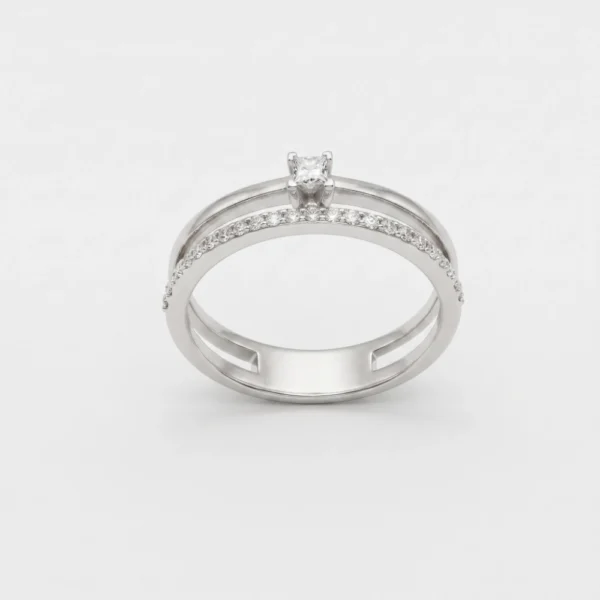 GDG Jewels anello in oro bianco con diamanti colore F misura 13