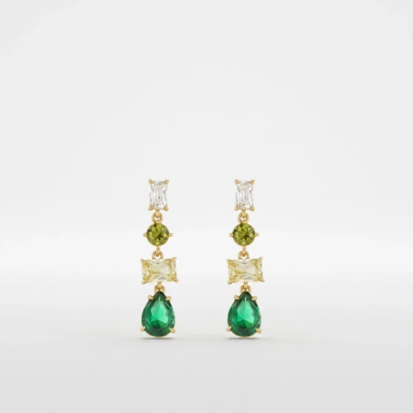 Cuori Milano Orecchini donna pendenti con zirconi verde smeraldo e bianchi