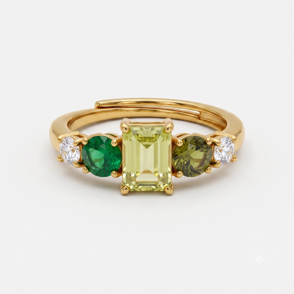 Cuori Milano Anello in argento con zirconi verde smeraldo e bianchi