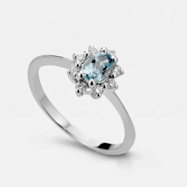 GDG Jewels anello in oro bianco con diamanti colore G misura 14