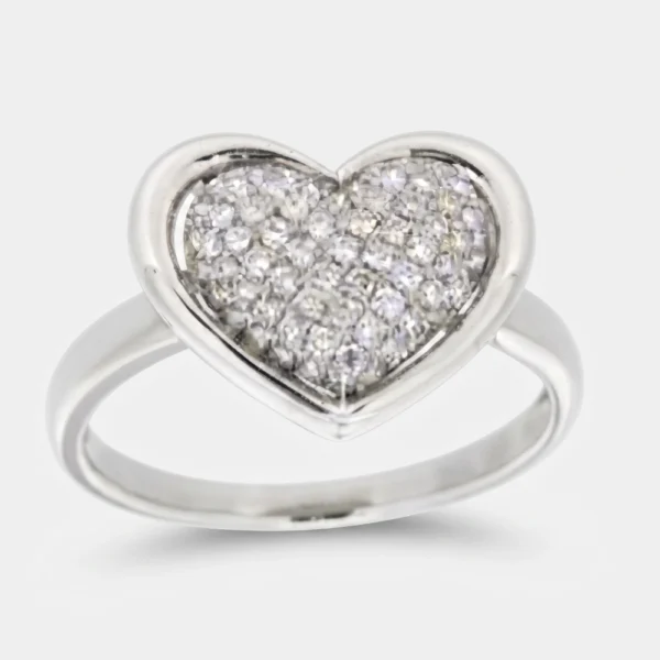 I Gioielli Del Sole Anello cuore in oro bianco con diamanti