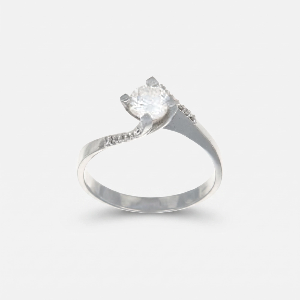 GDG Jewels anello solitario in oro bianco con diamante colore G misura 15 - Image 4