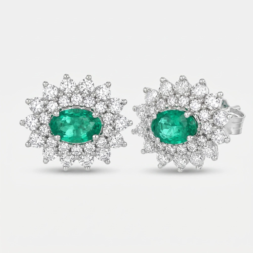 Dalù Orecchini donna con diamanti e smeraldi ct 63 diamanti ct 0.90