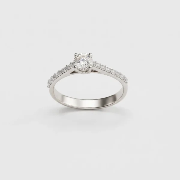 Anello oro bianco solitario con diamanti majeste